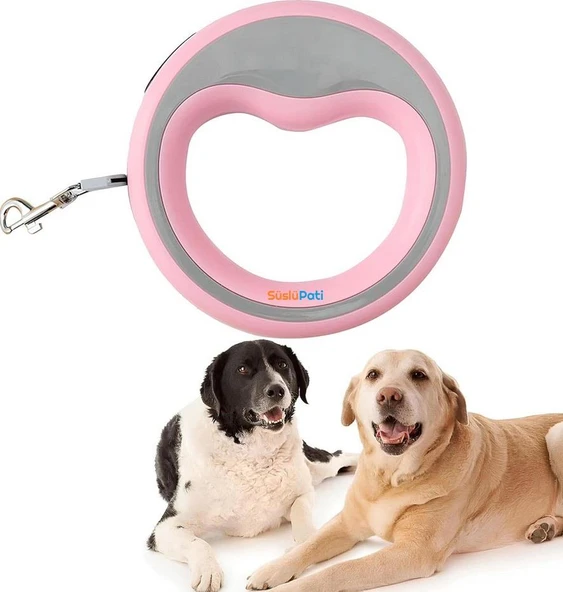Süslüpati Otomatik Köpek Gezdirme Tasması Pembe 2.5 Metre - Resim 3