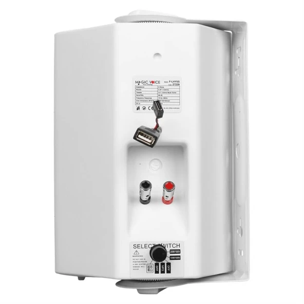 Magicvoice F-LHY5S 5.25 İnç 13.5 Cm Hat Trafolu Duvar Tipi Sütun Okul Cami Hoparlör 20W RMS 180W Peak MP3 USB Uyumlu - Resim 3