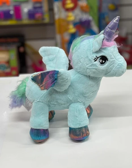 Oyuncak Peluş Kanatlı Unicorn Tek Boynuzlu At Mint Su Yeşili 30 CM ürün görseli 1