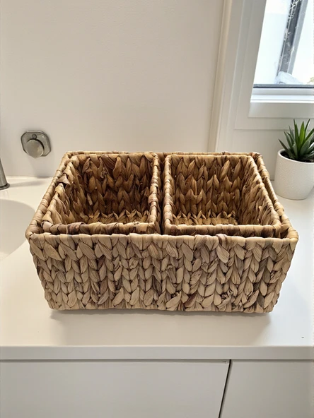MyBru Çok Amaçlı 3'lü Hasır Sepet - Resim 5