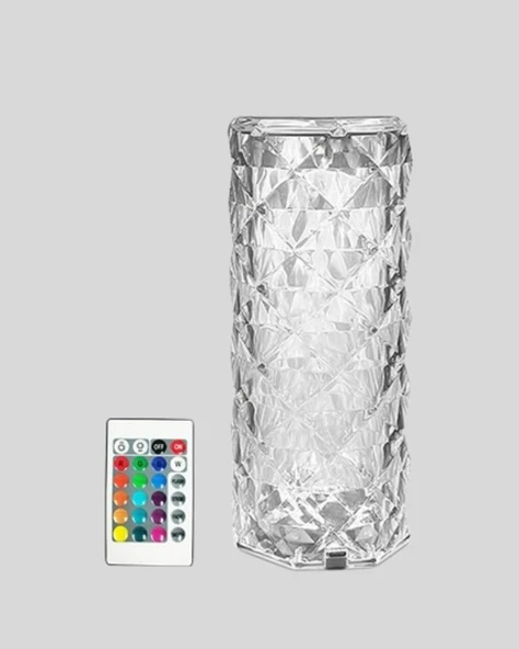 Kristal RGB LED Masa Lambası – Renkli Kumandalı Işık, Dekoratif ve Enerji Tasarruflu - Resim 2