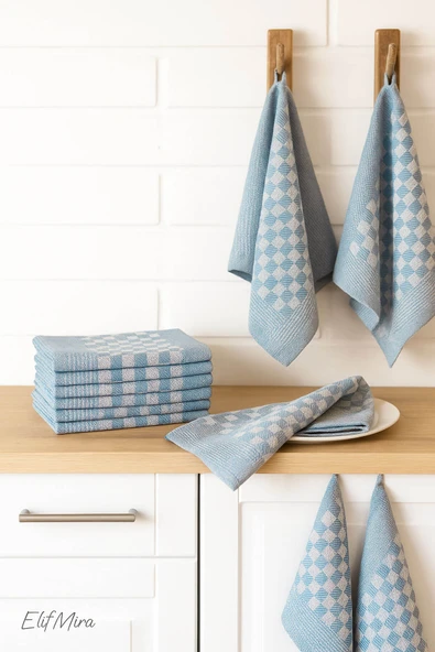 Kare Desenli Mutfak Kurulama Bezi Seti 10’lu 50x70 cm CasaLine - Resim 8