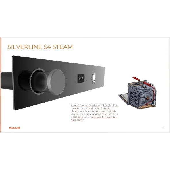 Silverline BO65P4B01 Buhar Destekli + Airfryer Özellikli Siyah Cam Ankastre Fırın - Resim 3