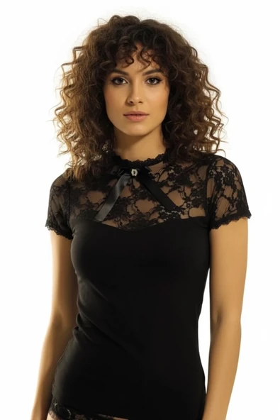 2140 GENİŞ DANTELLİ K.KOLLU ELASTANE - Resim 3