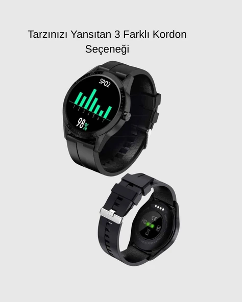 AMOLED Ekranlı Smartwatch – 3 Kordonlu, Kalp Atış & Uyku Takipli Akıllı Saat - Resim 4