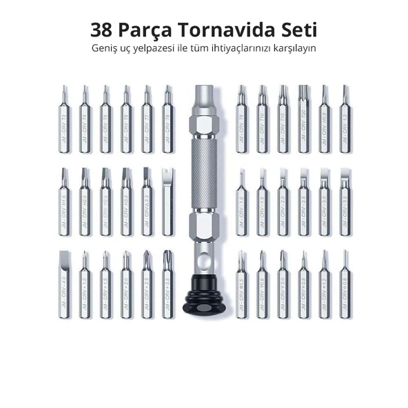 UGREEN 38in1 Parça Alüminyum Alaşımlı Hassas Elektronikçi Tornavida Seti, 80459 - Resim 6