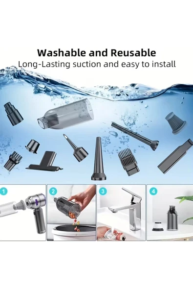 Leerfei Lf-6122 4'ü 1 Arada El Süpürgesi | 16000PA Güçlü Çekim | Fırçasız Motor | Araba, Ev ve Ofis Kullanım - Resim 7