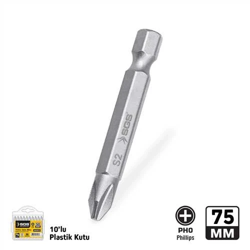 SGS YILDIZ UÇLU BİTS S2 PH0*75 MM*10X  SGS3901 ürün görseli