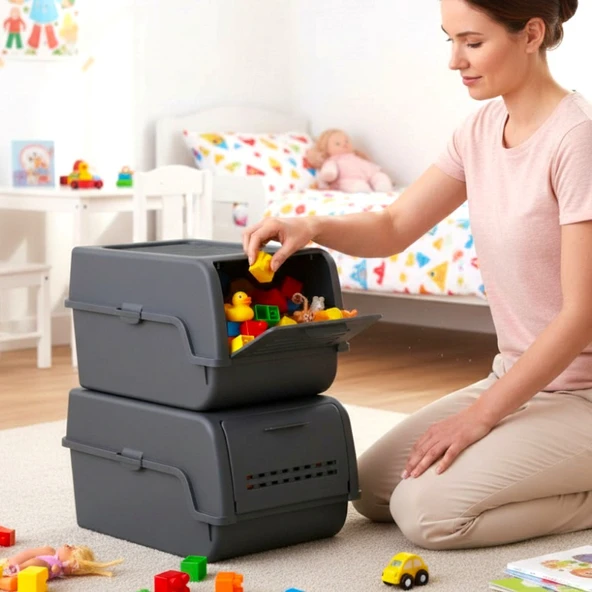 Technow Motek MT-40 S-Box 8 Litre Çok Amaçlı Organizer Düzenleyici Antrasit  2 Adet - Resim 12