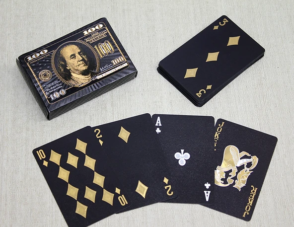 Altın Dolar Tasarımlı Siyah İskambil Oyun Kartı ürün görseli