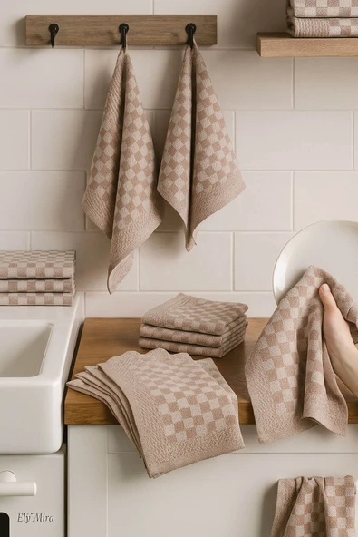 Kare Desenli Mutfak Kurulama Bezi Seti 10’lu 50x70 cm CasaLine - Resim 2