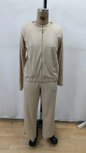 Kadın Uzun Kollu önden Fermuarlı Modal Ceket Ve Pantolon Ikili Takım - Resim 4