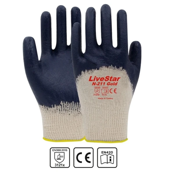 LİVESTAR NİTRİL ELDİVEN GOLD -LACİVERT-N-211 10 NO ürün görseli