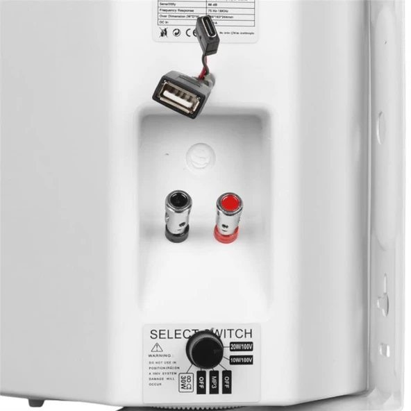 Magicvoice F-LHY5S 5.25 İnç 13.5 Cm Hat Trafolu Duvar Tipi Sütun Okul Cami Hoparlör 20W RMS 180W Peak MP3 USB Uyumlu - Resim 4