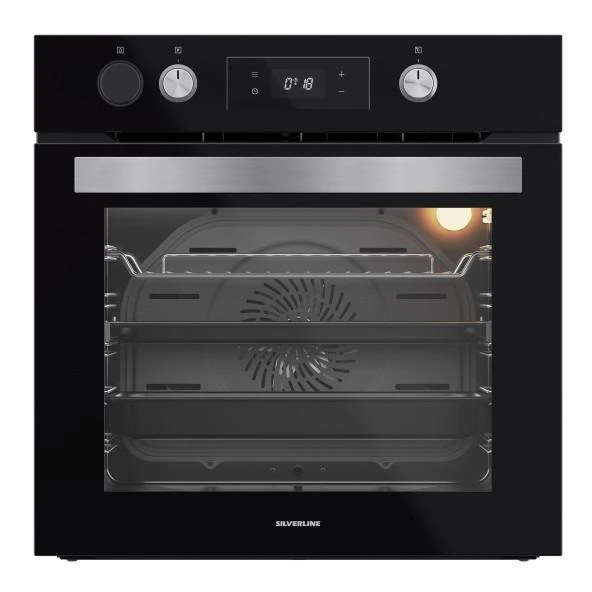 Silverline BO65P4B01 Buhar Destekli + Airfryer Özellikli Siyah Cam Ankastre Fırın ürün görseli