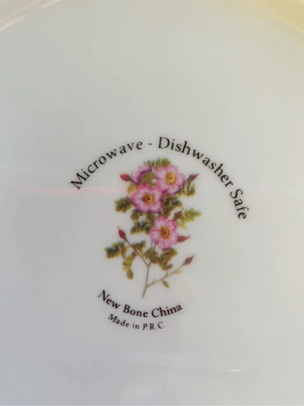 Londra'dan Vintage Bone China Kemik Porselen Çiçek Desenli 4 Kişilik Çok Renkli Pasta Tabakları ve Sunum Standı Seti - Resim 8