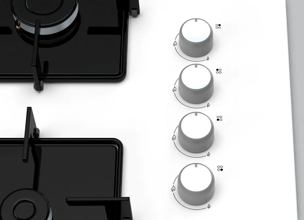 Profilo OO37H2B12D Wok Gözlü Beyaz Cam Ankastre Ocak - Resim 2