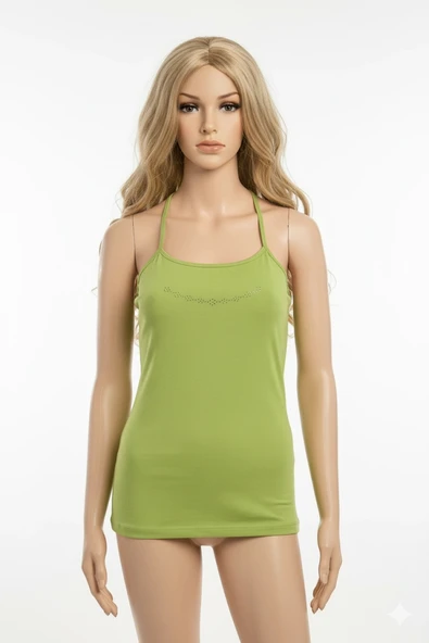 Boyundan Bağlamalı Taş İşlemeli Atlet - Resim 2