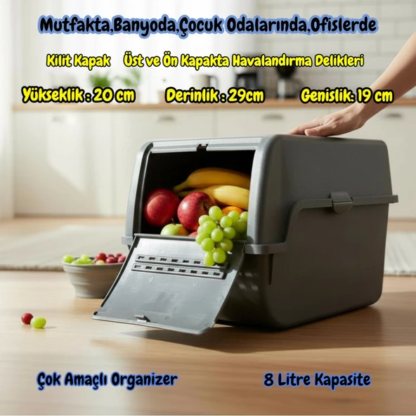 Technow Motek MT-40 S-Box 8 Litre Çok Amaçlı Organizer Düzenleyici Antrasit  2 Adet - Resim 10