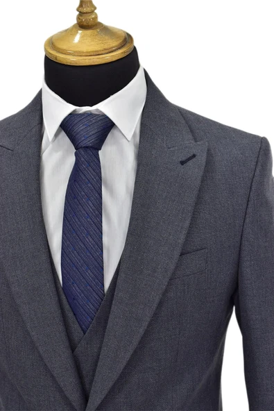 Erkek Silim Fit Yelekli Çift Yırtmaçlı Takım Elbise BGL-ST04737 - Resim 11