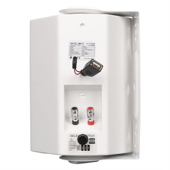 Magicvoice F-LHY4S 4 İnç 10 Cm Hat Trafolu Duvar Tipi Sütun Okul Cami Hoparlör 10W RMS 150W Peak MP3 USB Uyumlu Beyaz - Resim 3