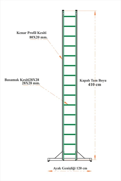 En Uzun Büyük 4x2m. Açılıp Kapanan A Tipi Sürgülü Kullanılabilen Ev Ofis İnşaat Yangın Merdiveni - Resim 5
