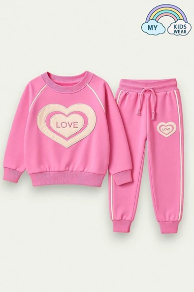 Kız Çocuk Kalpli Okul Eşofmanı – Love Desenli 3-10 Yaş 12043 ürün görseli 1