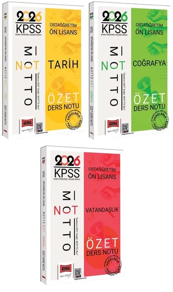 Yargı 2026 KPSS Lise Ortaöğretim Ön Lisans Tarih + Coğrafya + Vatandaşlık Motto Özet Ders Notu 3 lü Set Yargı Yayınları ürün görseli 1