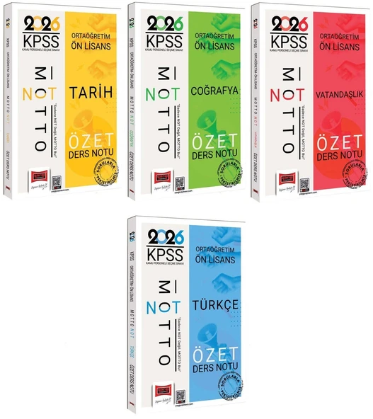 Yargı 2026 KPSS Lise Ortaöğretim Ön Lisans Tarih + Coğrafya + Vatandaşlık + Türkçe Motto Özet Ders Notu 4 lü Set Yargı Yayınları ürün görseli 1