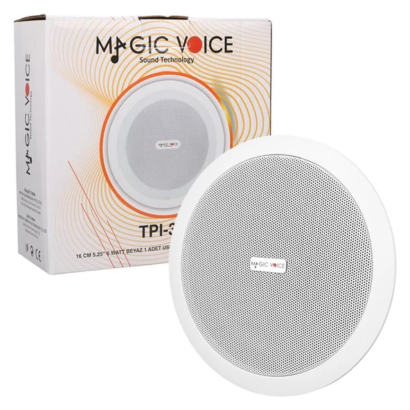 Magicvoice TPI-351 6 İnç 16 Cm Hat Trafolu Alçıpan Asma Tavan Tipi Hoparlör Mağaza Kolon 6W RMS MP3 Usb Uyumlu Beyaz - Resim 4