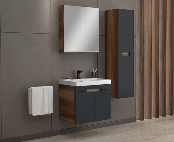 TREND 60 CM BANYO DOLABI   (Barok-Antrasit Gri) ürün görseli