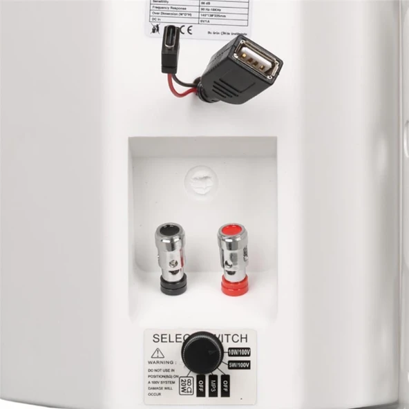 Magicvoice F-LHY4S 4 İnç 10 Cm Hat Trafolu Duvar Tipi Sütun Okul Cami Hoparlör 10W RMS 150W Peak MP3 USB Uyumlu Beyaz - Resim 4