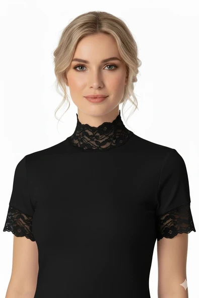 Şahinler Bayan Dantelli Yarım Kollu Bluz B629 ürün görseli