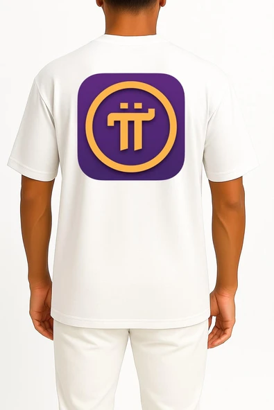 Oversize Pi Network Cep ve Sırt Tasarımlı Unisex T-Shirt - Resim 5