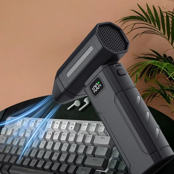 BUFFER® USB Şarjlı Güçlü Hava Üflemeli Toz Temizleyici Araç İçi, Klavye, PC ve Elektronik Cihaz Temizlik Cihazı X8 Jetfan - Resim 4