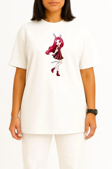 Oversize Ever After High Pixies Wikia Art Dragon Göğüs Tasarımlı Unisex T-Shirt - Resim 11