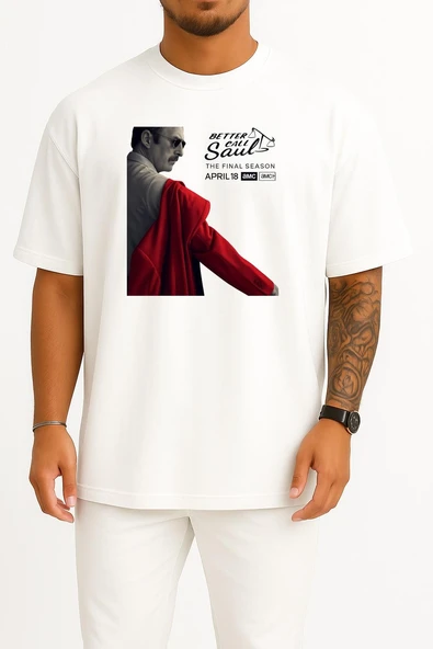 Oversize Better Call Saul Final Season Göğüs Tasarımlı Unisex T-Shirt - Resim 7