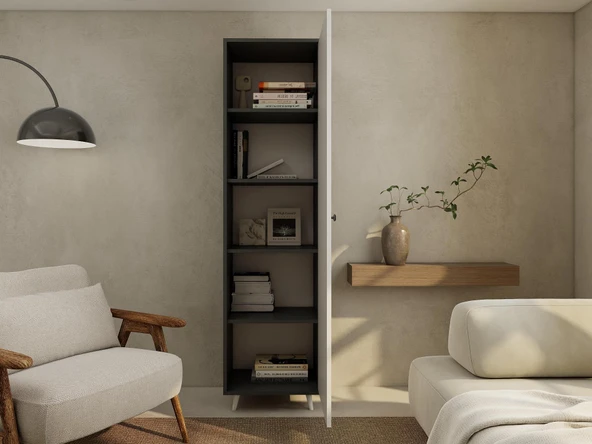 Harput Çok Amaçlı Tek Kapaklı Banyo Dolabı Koyugri - Resim 3