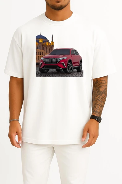 Oversize Togg Ortaköy Camii Göğüs Tasarımlı Unisex T-Shirt ürün görseli