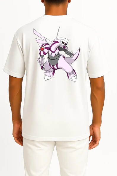 Oversize Dialga Cep ve Sırt Tasarımlı Unisex T-Shirt - Resim 2
