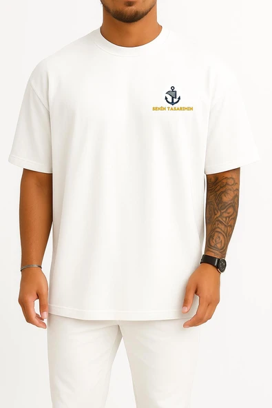 Oversize Kişiye Özel - Kendin Tasarla Cep Tasarımlı Unisex T-Shirt - Resim 3