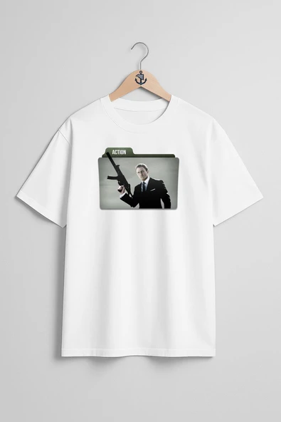 Oversize James Bond, Technology, Action Göğüs Tasarımlı Unisex T-Shirt - Resim 5