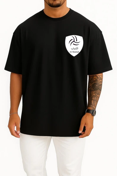 Oversize Al-Shabab Fc Saudi Arabia Cep Tasarımlı Unisex T-Shirt - Resim 11