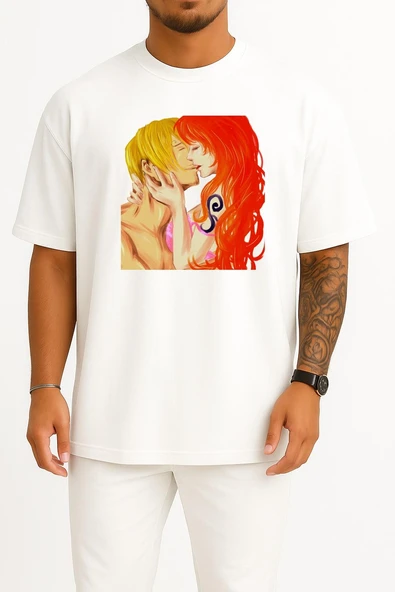 Oversize Vinsmoke Sanji Nami Monkey D. Luffy Roronoa Göğüs Tasarımlı Unisex T-Shirt ürün görseli 1