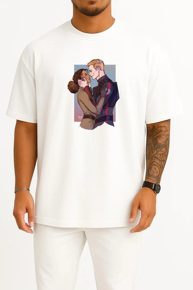 Oversize Star Wars Lost Stars Claudia Gray Göğüs Tasarımlı Unisex T-Shirt - Resim 7