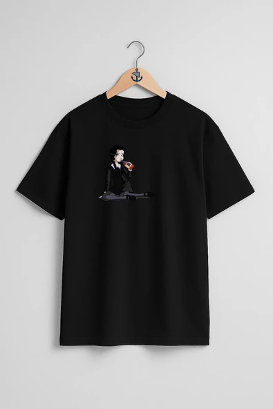 Oversize Wednesday Addams Morticia Addams Thing Drawing Göğüs Tasarımlı Unisex T-Shirt - Resim 11