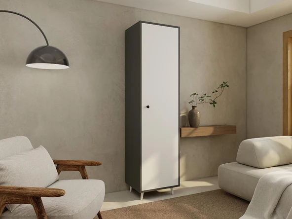 Harput Çok Amaçlı Tek Kapaklı Banyo Dolabı Koyugri - Resim 2