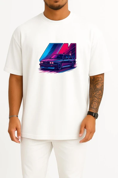 Oversize M Power E30 Göğüs Tasarımlı Unisex T-Shirt - Resim 3