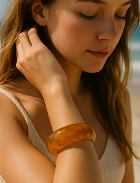 Açık Kahve Renk Kalın Kemik Mika Bileklik ürün görseli 1