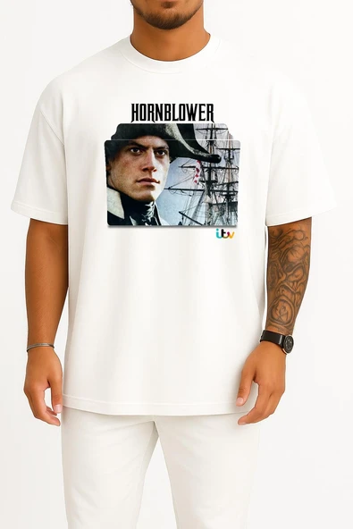 Oversize Hornblower Series And Season Folder İcons, Hornblower Göğüs Tasarımlı Unisex T-Shirt - Resim 5